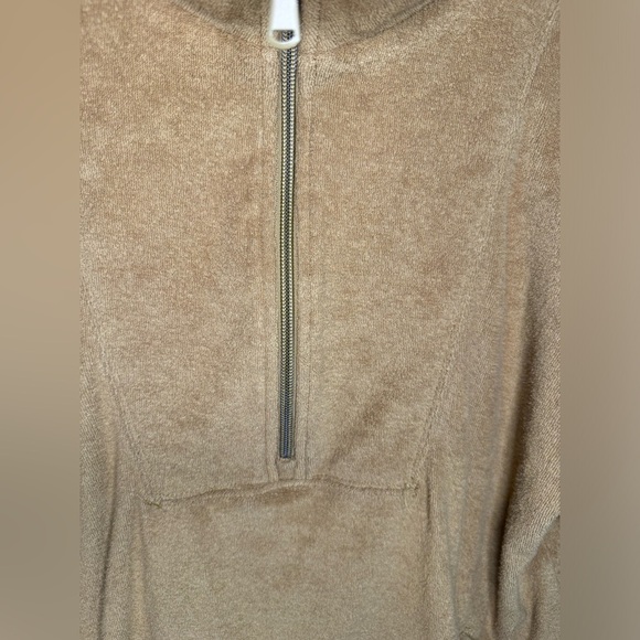 Offline by Aerie Camel Terry Cloth Half Zip Sweatshirt - Picture 4 of 7